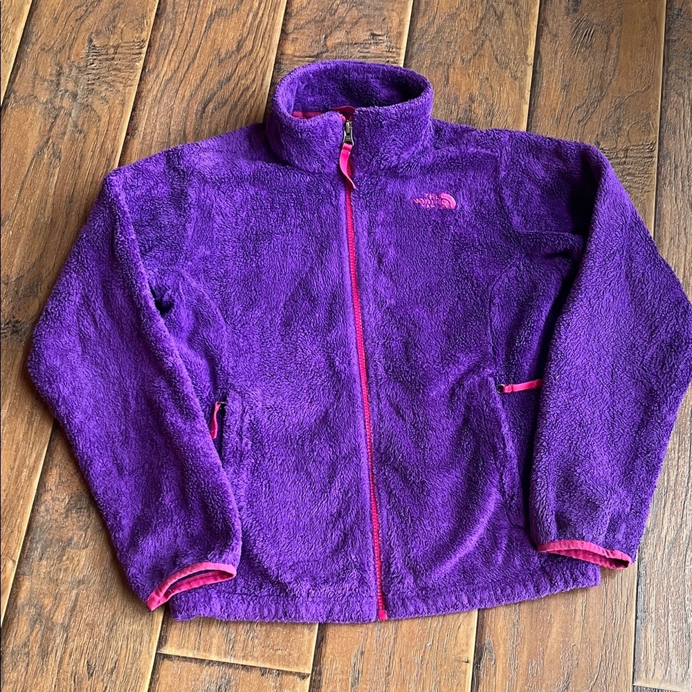 The North Face Purple Fleece Jacket with Pink Accents - Size 14/16